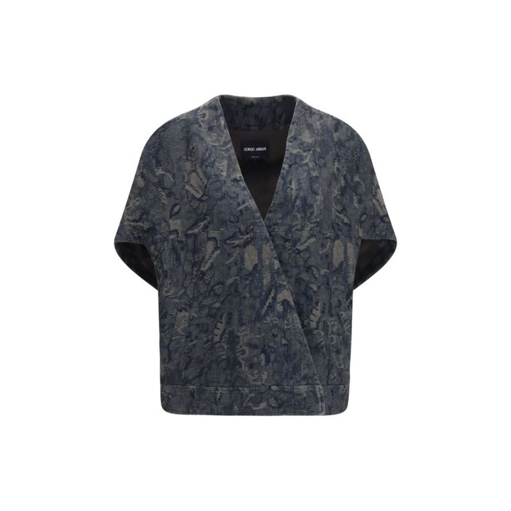 Giorgio Armani Women Jacket In Oversized Floral Jacquard Denim